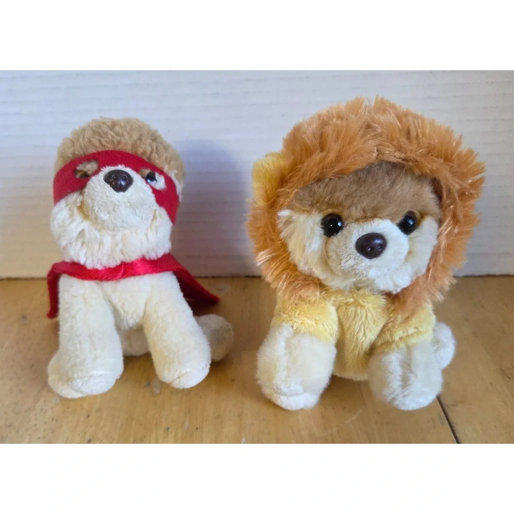 Lot of 2 Gund Itty Bitty Boo 049 Lion Superhero 021 Pomeranian Puppy Dog Plush